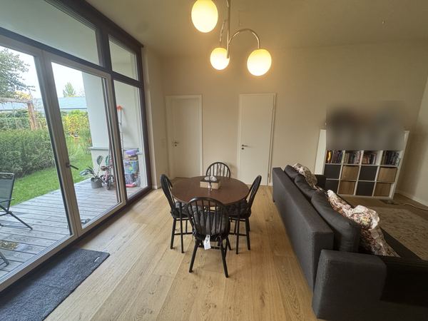 Dining area overlooking the terrace and playground