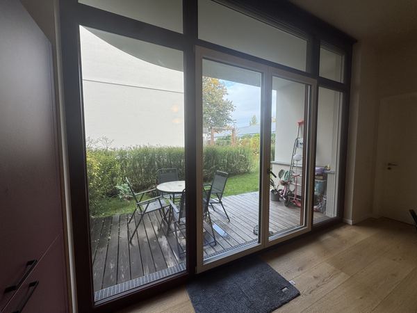 View from inside onto the private terrace